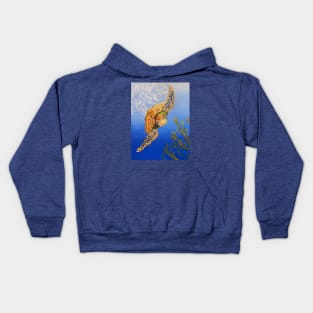 Green Sea Turtle Swimming in The Sea Kids Hoodie